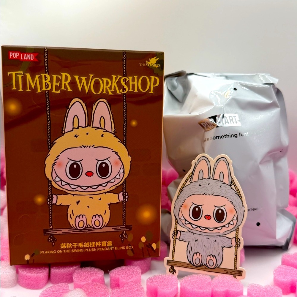 POP MART Labubu Timber Workshop Swing Plush Pendant Blind Box – Authentic